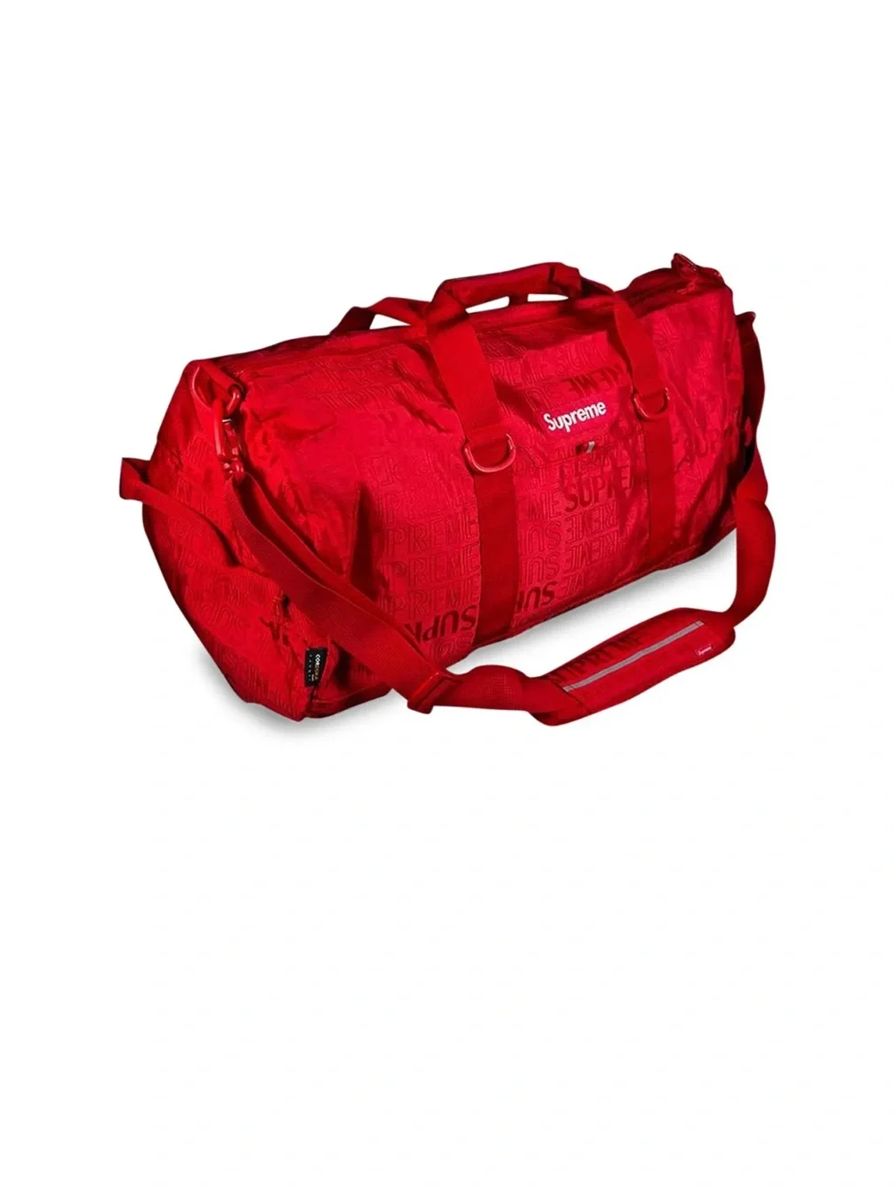 Supreme Red Duffel Bag with Shoulder Strap